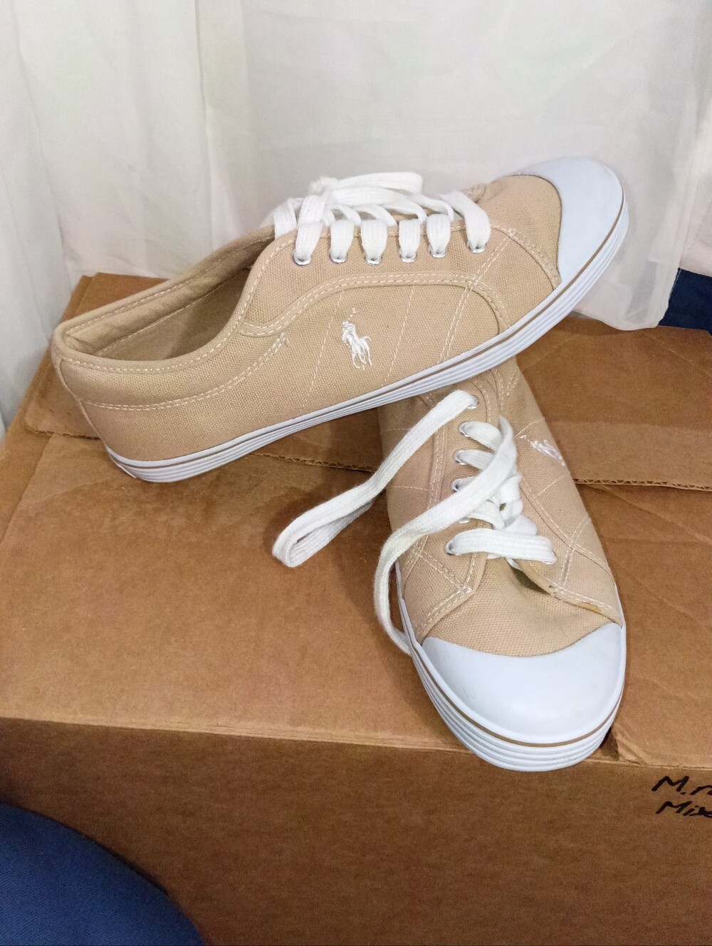 Polo by Ralph Lauren Tan Canvas Low-Top Sneakers